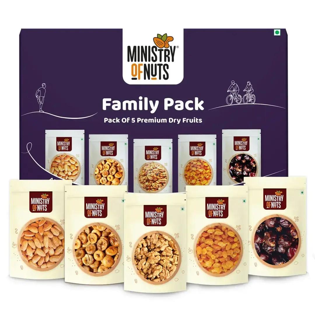 Ministry Of Nuts Family Pack Of 5 Premium Dry Fruits (Pack Of 5 Dry Fruits 750G)