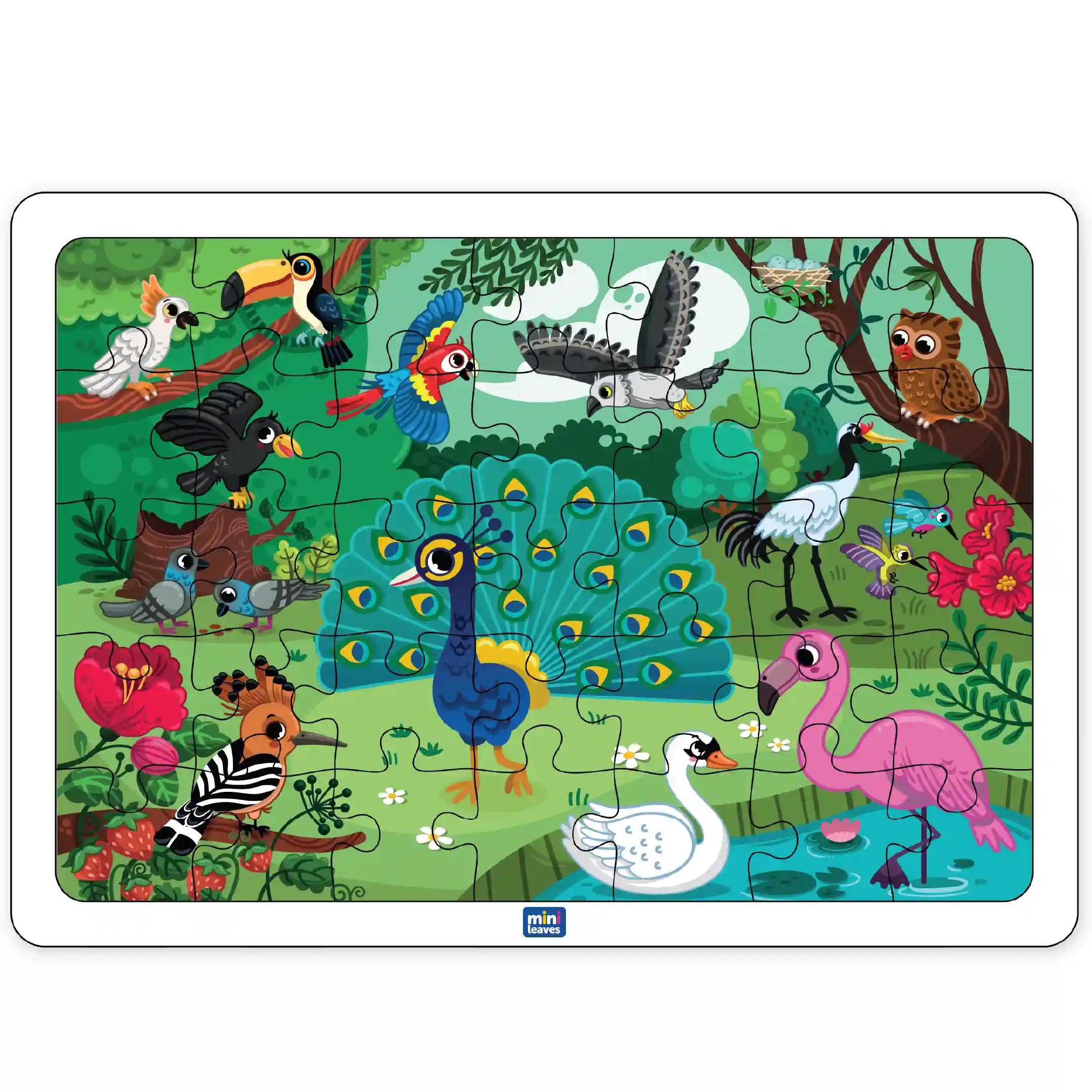 Mini Leaves Jungle Birds 35 pieces wooden Jigsaw Puzzle