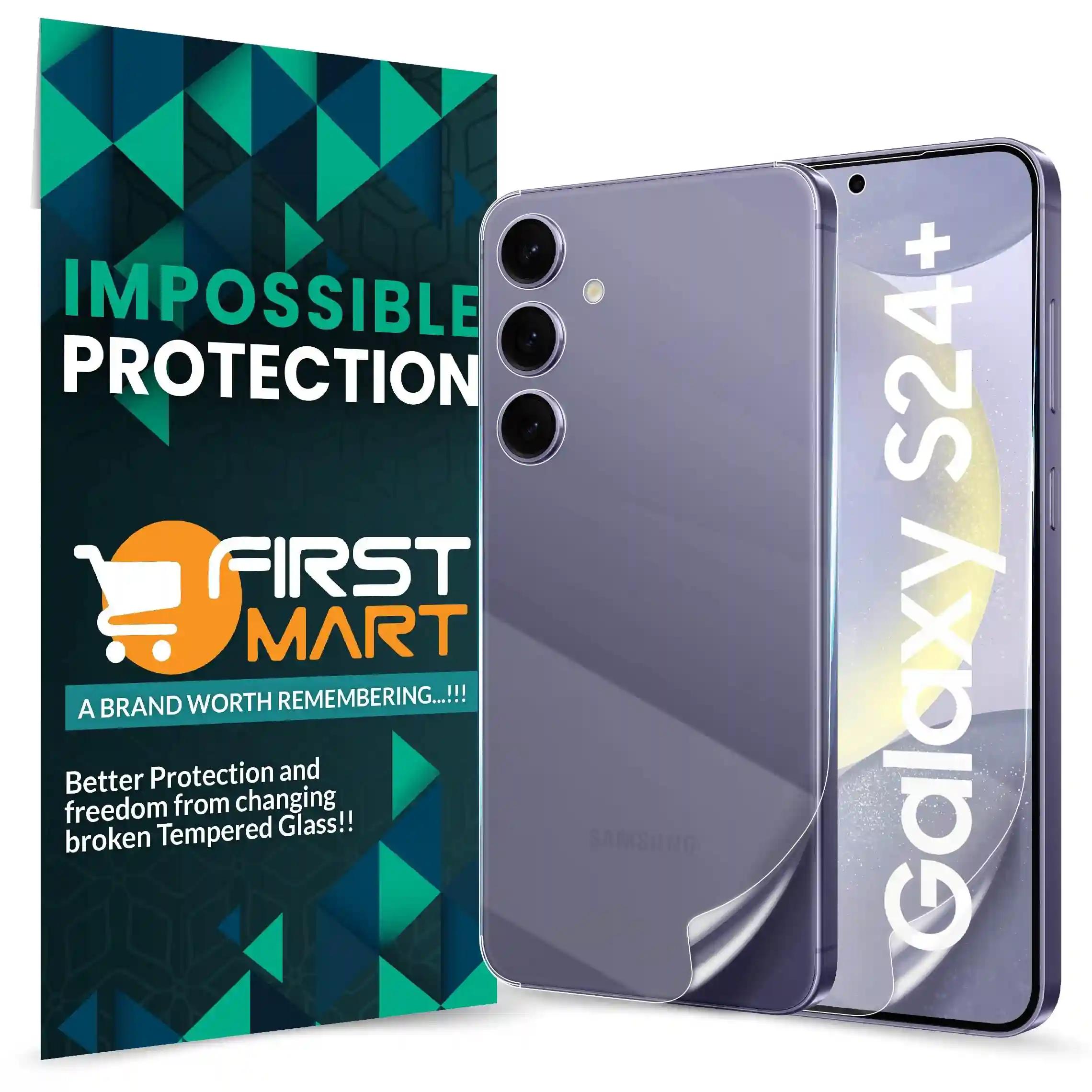 FIRST MART Screen Protector for Samsung Galaxy S24 Plus 5G - Front and Back Nanofiber Unbreakable Membrane Case Friendly Full Edge to Edge Screen Coverage & Installation Kit (Crystal Clear)