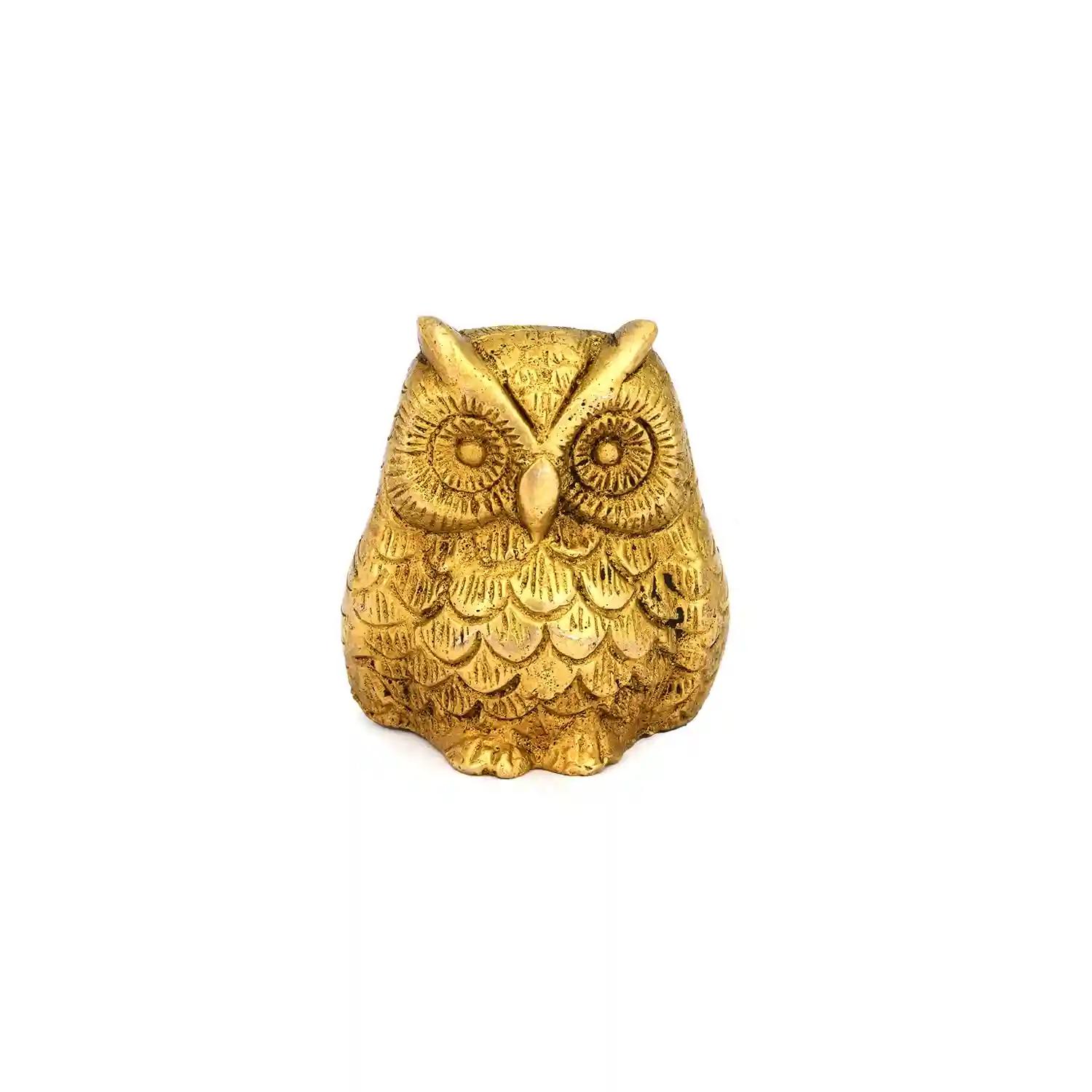 ALODIE- Owl Bird Brass Decorative Showpiece , Brass Owl for Pooja in Home Temple , Brass Owl Statue for The Presence of Goddess Laxmi for monetary Gains, Wealth, Luxury and Guarding