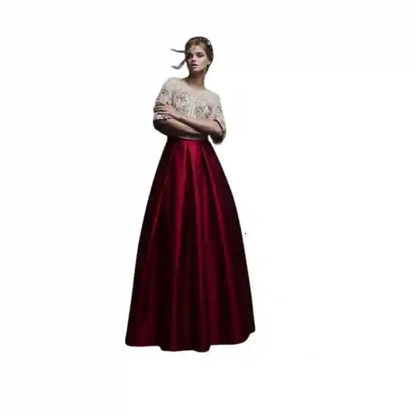 Elegant Silk Taffeta Maxi Skirt - Ideal for Evening, Wedding, Cocktail, & Formal Occasions-XS