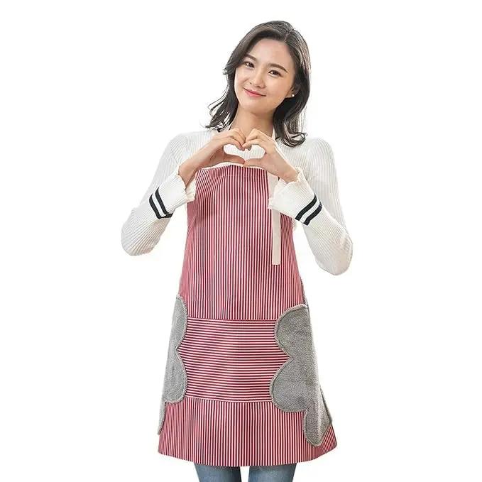 Chic Comfort: Stylish and Adjustable Cooking Apron Set with Handy Wipe Towel for Women and Girls(random color)