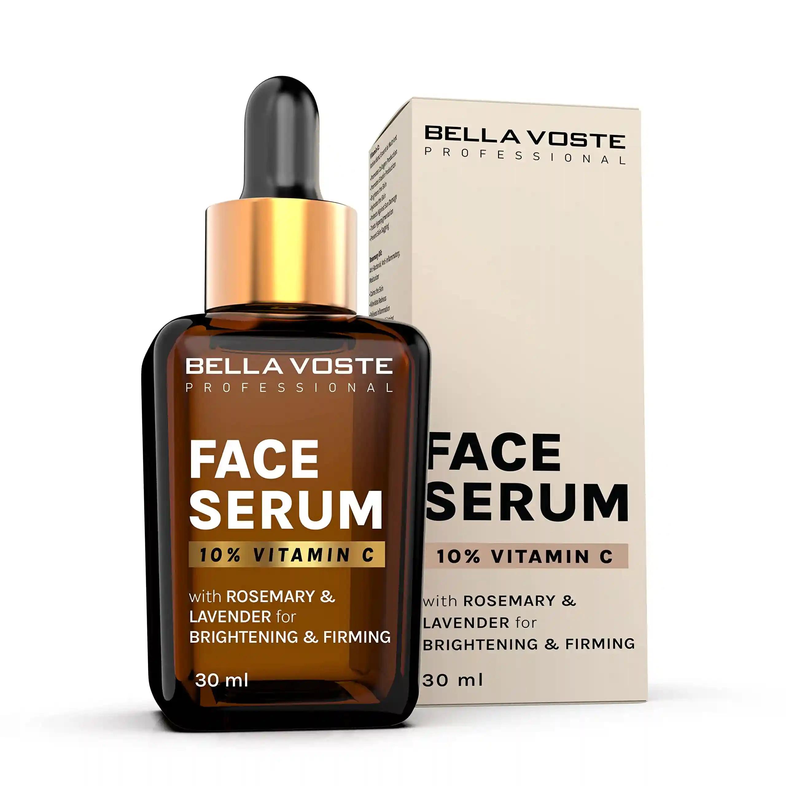 Bella Voste Professional 10% Vitamin C Face Serum with Rosemary & Lavender for Brightening & Firming