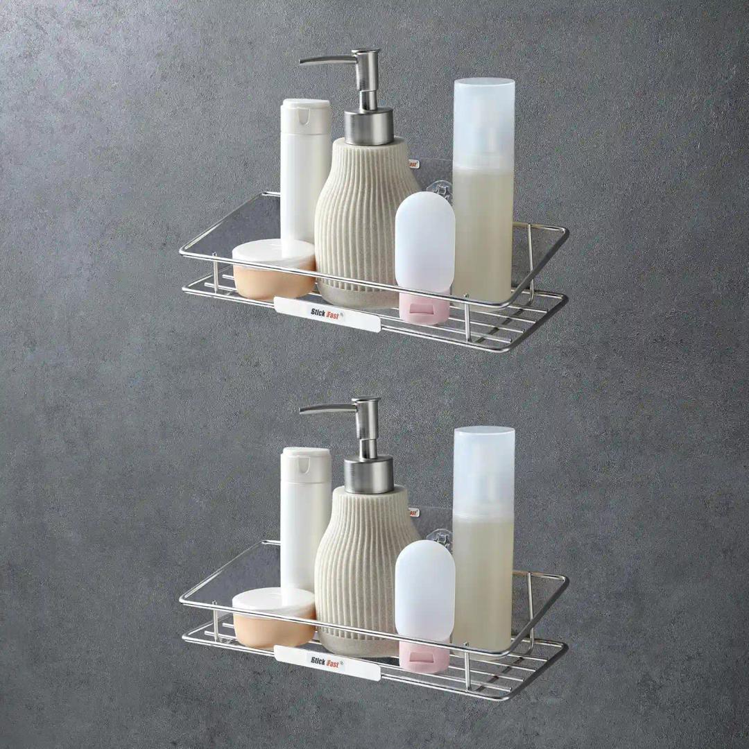 Sf - Stick Fast Stainless Steel Self-Adhesive Miniclassy Bathroom Shelf With 3M Sticker For Wall Mount Multipurpose Kitchen & Bathroom Storage Organizer Tray Rack (Sf-Miniclassy-Shelf2)