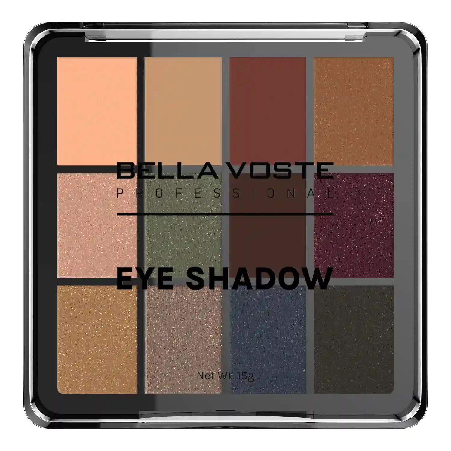 Bella Voste Professional Eyeshadow - 12 in 1 Mesmerizing Colors Palette | Nude, Matte, Shimmer | Rich Colour | High Pigmentation (BVES103)