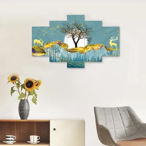 Framed Wall Painting For Home Decoration Pack of 5 (119.5 x 60 Cm)- Pattern 128