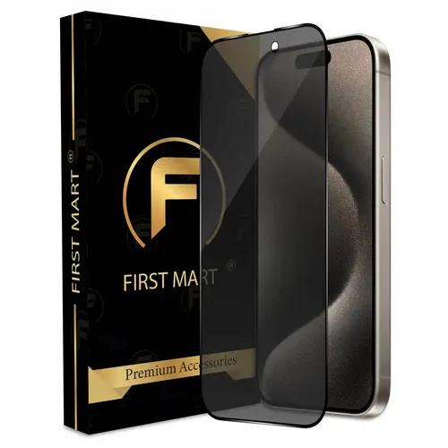 FIRST MART Edge to Edge Privacy Tempered Glass for iPhone 15 Pro Full Screen Coverage with Easy Installation Kit | Black Glossy