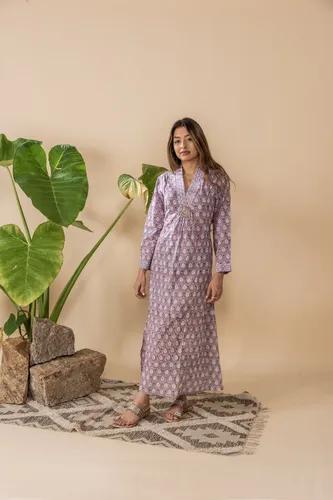 Mauve Rashidi Kurta With Brooch - Small