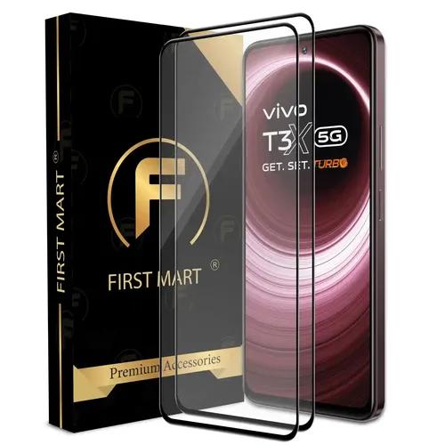 FIRST MART Premium Tempered Glass for Vivo T3X 5G with Edge to Edge Coverage and Easy Installation Kit, Pack of 2