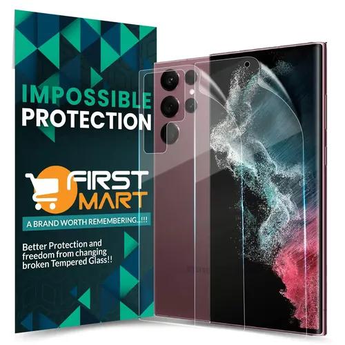 FIRST MART Screen Protector for Samsung Galaxy S22 Ultra 5G - Front and Back Nano Fiber Unbreakable Membrane Case Friendly Full Edge to Edge Screen Coverage & Installation Kit (Crystal Clear)