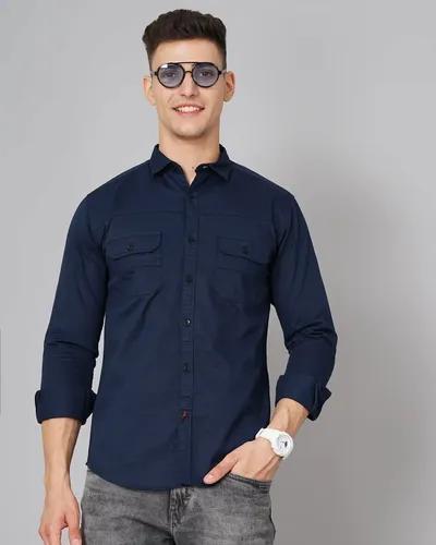 Navy Overline Double Pocket Shirt - M (38)