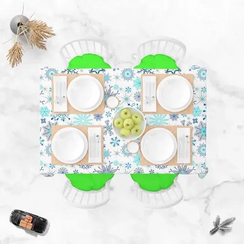 ArtzFolio Christmas Snowflakes D1 | Table Cloth Cover for Dining & Center Table | Washable Waterproof Polyester Fabric | 6-Seater Table; 48 x 72 inch (122 x 183 cms)