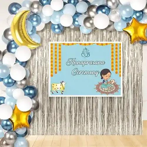 Untumble Annaprasana Ceremony Blue Foil Backdrop Kit