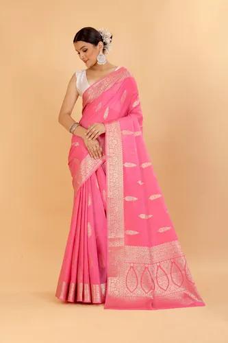 Banaras Warm Silk Saree - Pink