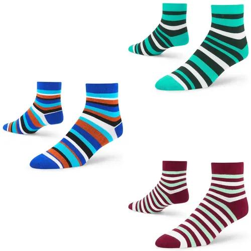 DYNAMOCKS Men's and Women's Combed Cotton Ankle Length Socks (Pack of 3) (Multicolour, Free Size)_1.0_2.0_3.0