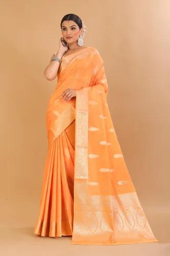 Banaras Warm Silk Saree - Orange