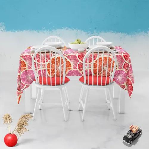 ArtzFolio Grapefruit | Table Cloth Cover for Dining & Center Table | Washable Waterproof Polyester Fabric | 6-Seater Table; 48 x 72 inch (122 x 183 cms)