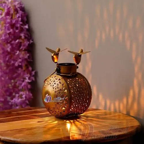 Dartistry Tealight Candle Holder Antique Gold Finish Decorative Items,Home Decor Items - Diwali Decoration Items for Home - Diwali Lighting for Home Decoration