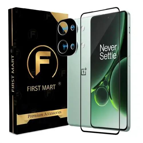 FIRST MART Tempered Glass and Camera Lens for OnePlus Nord 3 5G with Edge to Edge Screen Coverage and Easy Installation | Black