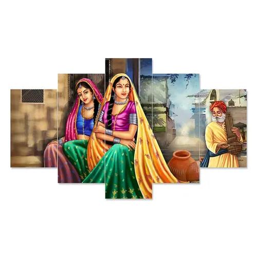 Framed Wall Painting For Home Decoration Pack of 5 (119.5 x 60 Cm)- Pattern 100