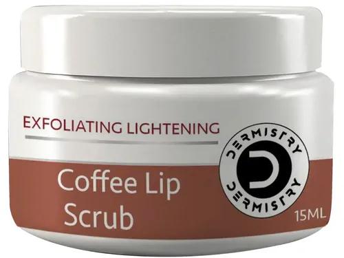 Dermistry Exfoliating Lightening Coffee & Sugar Lip Scrub For Reduction Of Dark Smoker Pigmentation & Healing Dry Chapped Lips And Shea Butter And Olive Oil And Coconut Oil And Sugar And Brightening Men Women 15Ml