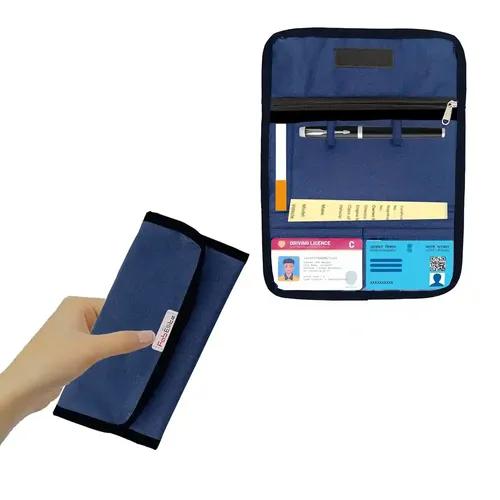 FAB ELLITE Car Document Holder Organiser | Vehicle Document Storage Wallet for Driving Licence, RC Book, PUC, Insurance for Cars, Two Wheeler, Auto and Truck (Blue)