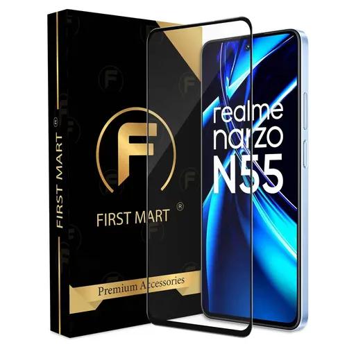 FIRST MART Edge to Edge Tempered Glass for Realme Narzo N55 5G, C55 5G, and Nord CE 3 Lite 5G (6.72 Inch) with Easy Self Installation Kit | Black Case Friendly Screen Protection