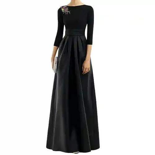 Elegant Silk Taffeta Black Maxi Skirt for Women – Perfect for Weddings & Formal Events-S