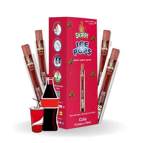 SKIPPI ICE POPS Cola Icepops | 100% Natural Pepsi Cola Candy | Softdrink Candy | 90S Kids Candy | Vegan Popsicle Sticks | Fat Free Ice Candy - Cola Flavour(Box Of 12 Pops), 840 Grams