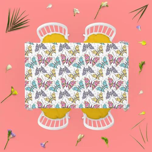 ArtzFolio Cute Butterflies | Table Cloth Cover for Dining & Center Table | Washable Waterproof Polyester Fabric | 6-Seater Table; 48 x 72 inch (122 x 183 cms)