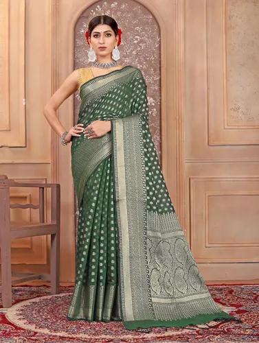 Banarasi Cotton Silk Saree - Green