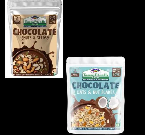 Tummy Friendly Chocolate Oats, Nuts And Seeds Mix. Healthy Snacks For Kids, Toddlers, Adults. Travel Friendly Snacks For Kids. Healthy Chocolate Snacks For Kids, Adults - 200G Pack, 2 Packs