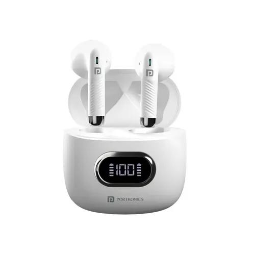 Portronics Harmonics Twins S9 True Wireless in Ear Earbuds with Upto 30H Playtime, Bluetooth v5.3, Digital Display, 13mm Drivers, Balanced Bass, IPX4 Splash Resistant(White)