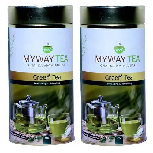 MYWAY TEA Classic Fresh Green Tea, Loose Green Tea Leaves with No Tea Dust. Only Leaf Green Tea,Helps to Body Cleanse, Boost Immunity Promote Healthy & Glowing Skin,Zero Calories (100Gm) Pack of 2