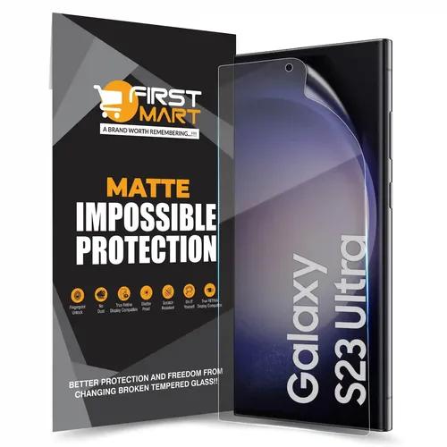 FIRST MART Screen Protector for Samsung Galaxy S23 Ultra 5G - Nano Fiber Unbreakable Membrane Case Friendly Full Edge to Edge Screen Coverage & Installation Kit (Matte)