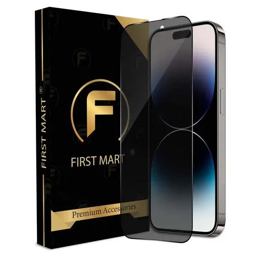 FIRST MART Edge to Edge Privacy Tempered Glass for iPhone 14 Pro Max Full Screen Coverage with Easy Installation Kit | Black Glossy