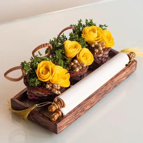 Floral Mini Yellow Basket (Set of 6)