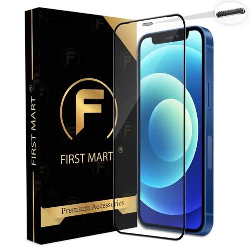 FIRST MART Tempered Glass for iPhone 12 Edge to Edge Screen Coverage and Speaker Mesh Dust Filter, Easy Installation Kit