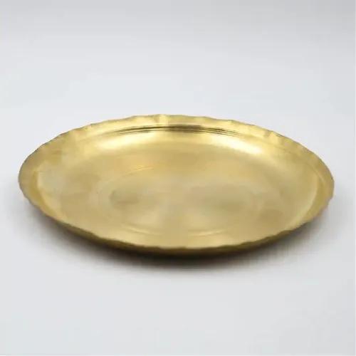 ALODIE- Brass Designer Gasrabi Puja Plate | Pital Thali Set | Brass Pooja Plate | Pital Ki Thali | Pital Plates for Pooja, Home and Kitchen (4.8Wx0.5H INCHES, 1)