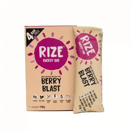 RIZE Energy Bar|As Seen on Shark Tank India| 6g Protein Bar Caffeinated Bars for Post Work Out Snack, High Protein Bar with Zero Added Sugar, Gluten Free Healthy Snack (Berry Blast-Pack of 4 Energy Bar)