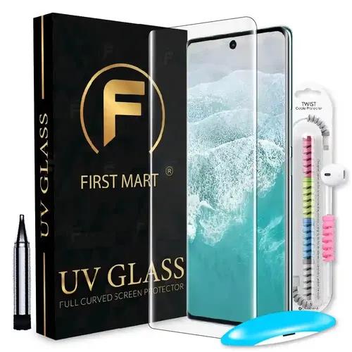 FIRST MART Tempered Glass for Vivo V30 5G with Edge to Edge Full Screen Coverage and Easy UV Glue Installation Kit and Cable Protector, Pack of 1