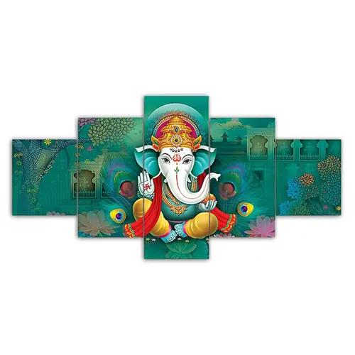 Ganesh Ji Wall Painting For Home Decoration Pack of 5 (119.5 x 60 Cm)- Pattern 134