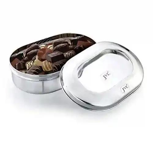 JVL Stainless Steel Kitchen Storage Costa Capsule Shape Container Box with Steel Lid