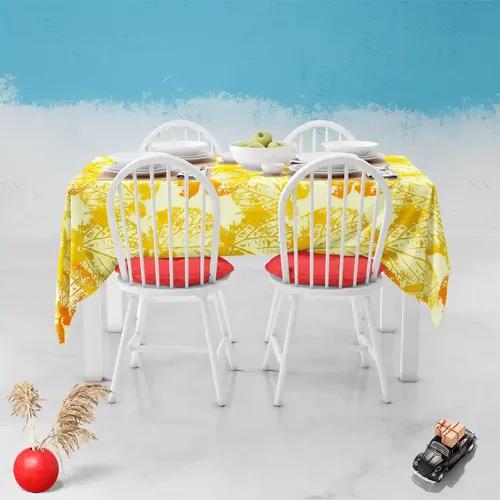 ArtzFolio Leaves | Table Cloth Cover for Dining & Center Table | Washable Waterproof Polyester Fabric | 4-Seater Table; 42 x 63 inch (107 x 160 cms)