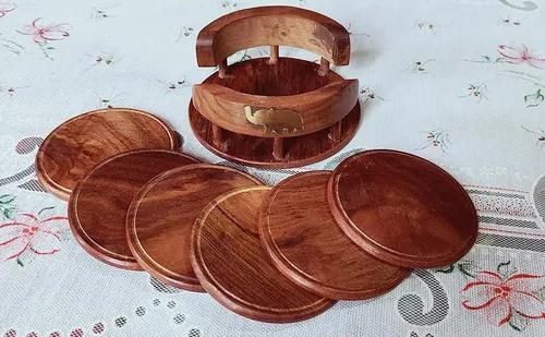 Pebblecrafts Wooden Handmade Tea Coasters Set Of 6