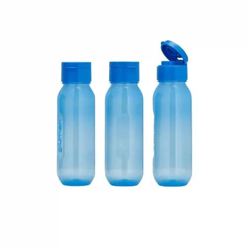 Gluman 500 ml Leak proof Plastic Claro Mini Spout Water Bottle Set of 3 | Flip-Top Spout Lid Plastic | Anti-Bacterial & BPA Free | | Ideal for Gym, Travel, School, Office, Kids - Opaque Blue