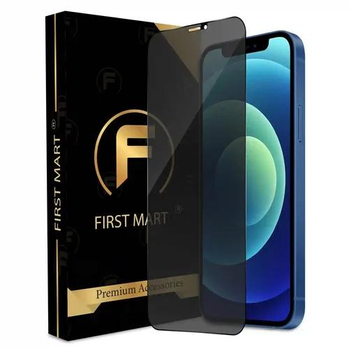 FIRST MART Edge to Edge Matte Privacy Tempered Glass for iPhone 12 Full Screen Coverage with Easy Installation Kit | Black