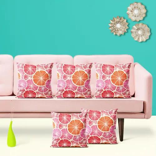 ArtzFolio Grapefruit | Decorative Cushion Cover for Bedroom & Living Room | Velvet Fabric | 12 x 12 inch (30 x 30 cms); Set of 5 pcs