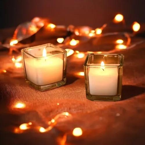 Square Empty Votive Glass Jar - 2 Pcs