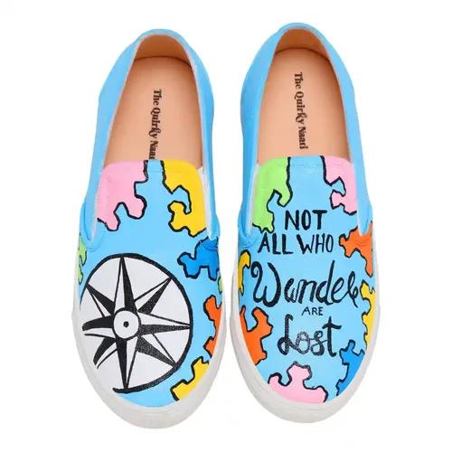 THE QUIRKY NAARI Wanderlust Slipons Trendy and Comfy | Blue - 5 UK